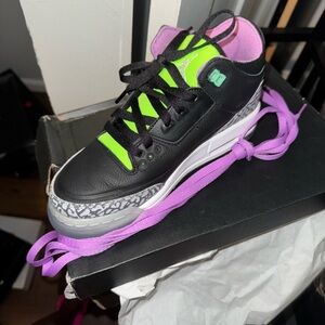 Jordan Black and Neon Green Kids Sneakers